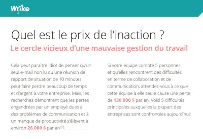 Infographie : Ne rien faire pour améliorer la gestion du travail vous coûte cher