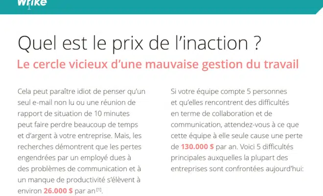 Infographie : Ne rien faire pour améliorer la gestion du travail vous coûte cher