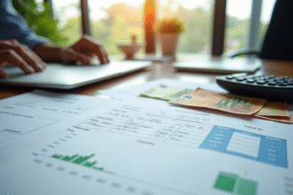 Bureau professionnel avec documents fiscaux et euros