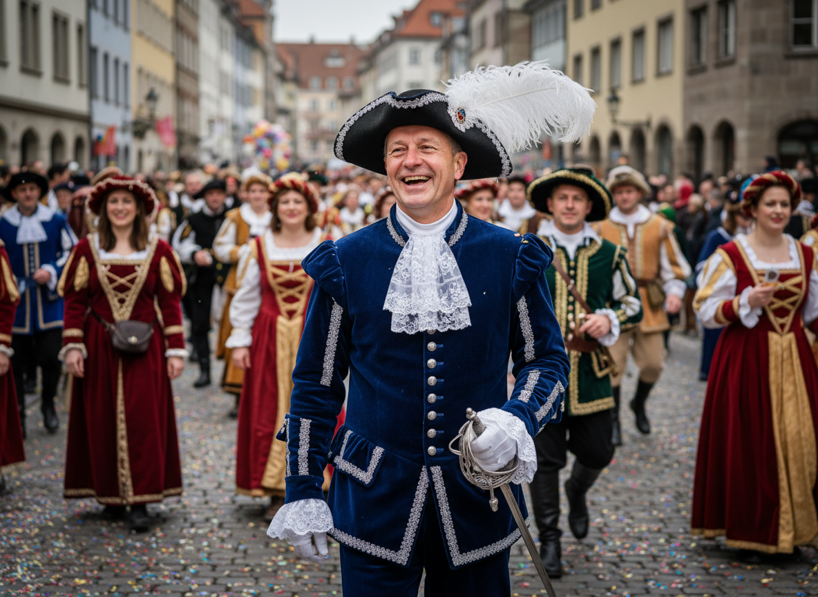 Revelers en costume de carnaval lors d