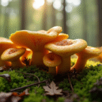 Gros plan sur des chanterelles dorées dans la forêt