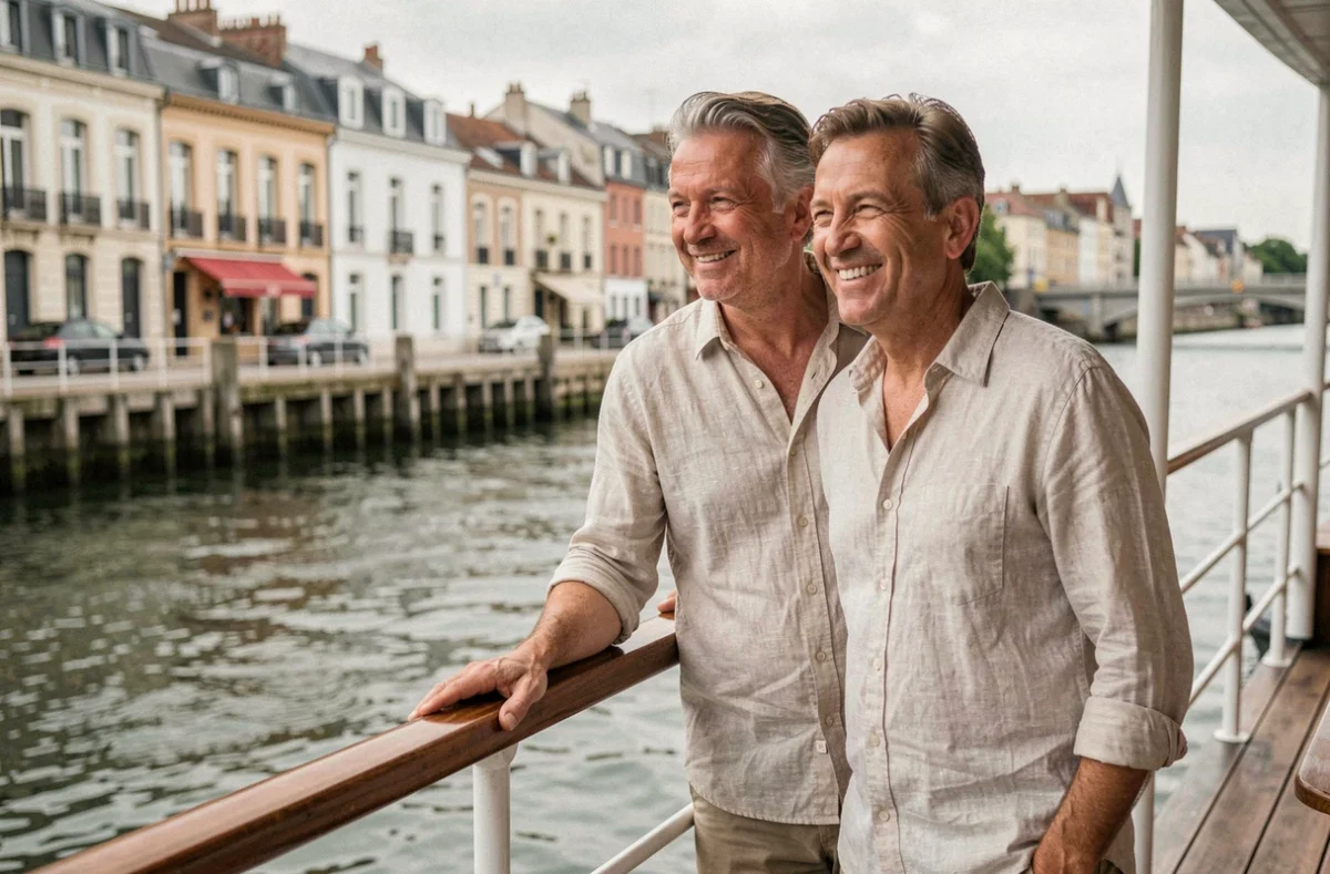 Couple profitant d'une croisière fluviale sur la Garonne le long des quais de Bordeaux