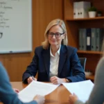 Directrice d'ESSMS en réunion d'analyse des indicateurs de qualité d'accompagnement avec son équipe