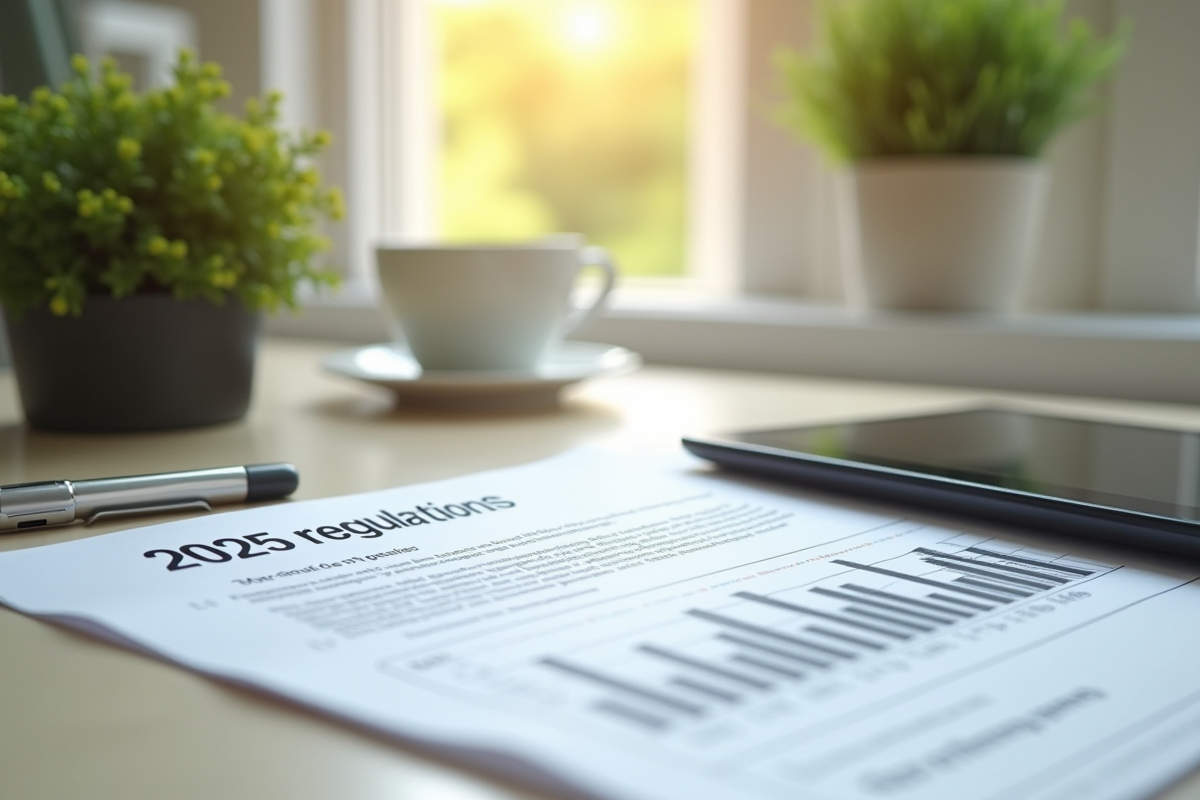 DPE et tablette avec réglementation 2025 sur un bureau lumineux