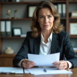 Femme d'affaires en bureau moderne avec documents