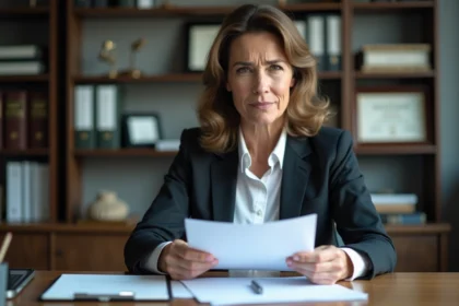 Femme d'affaires en bureau moderne avec documents