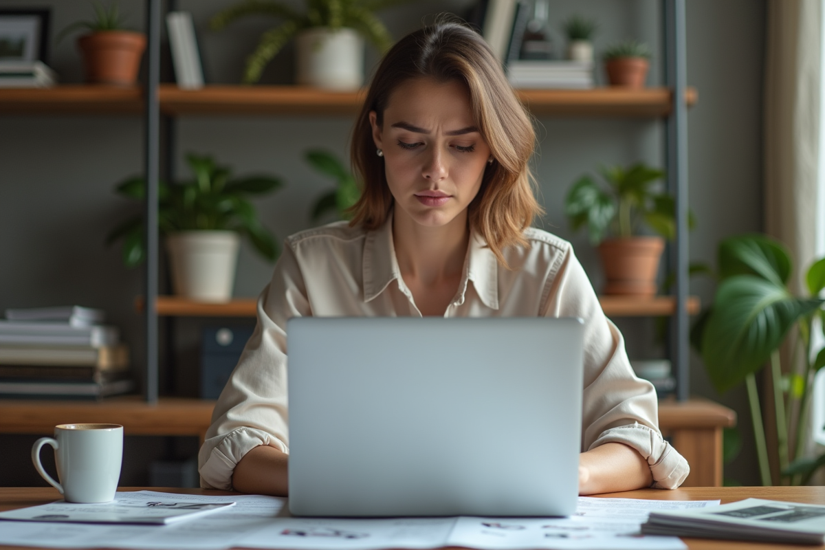 Jeune femme regardant des annonces de voitures d