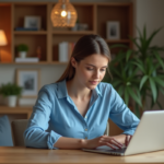 Jeune femme compare des options d'assurance habitation