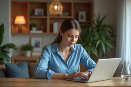 Jeune femme compare des options d'assurance habitation