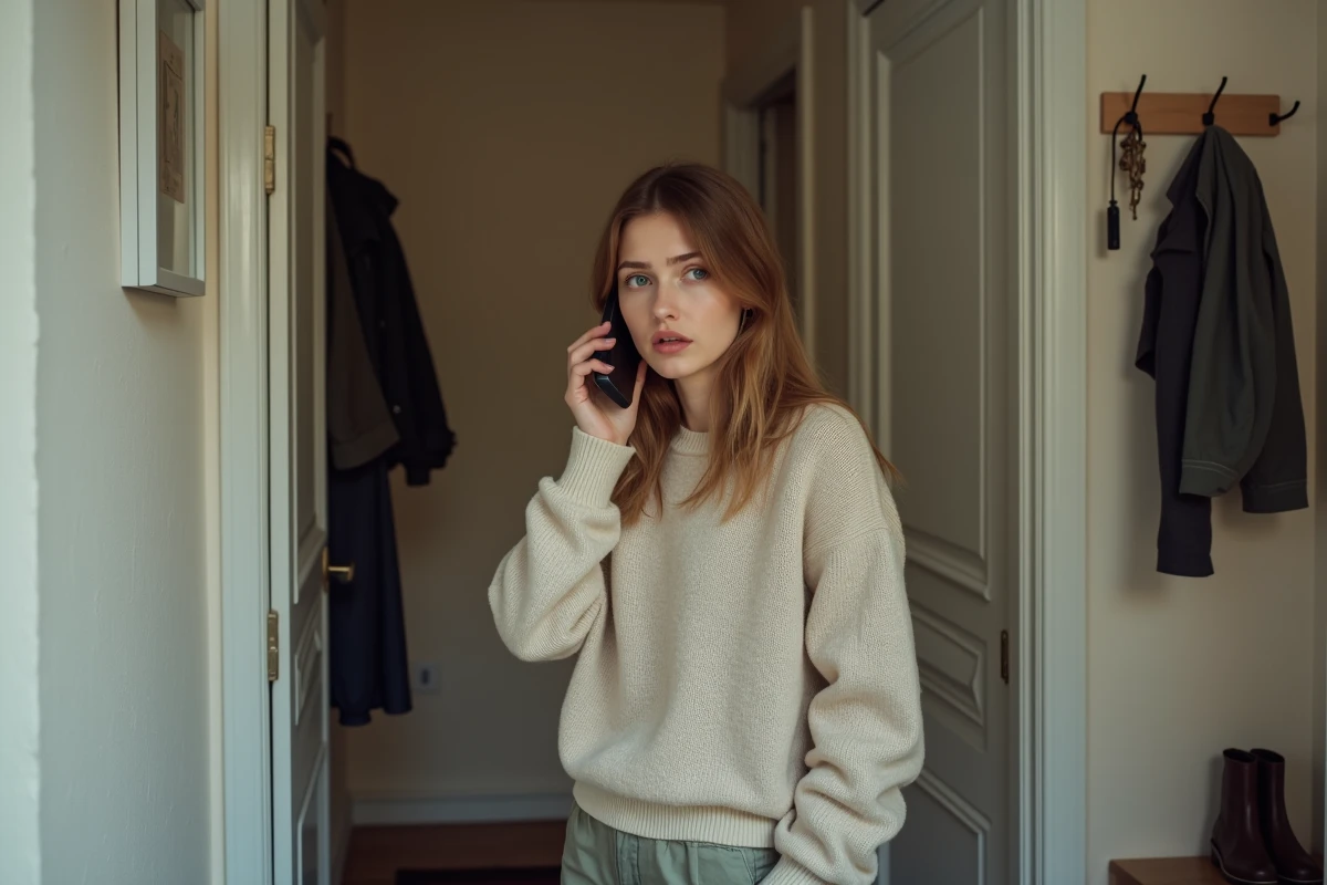 Jeune femme au téléphone dans l