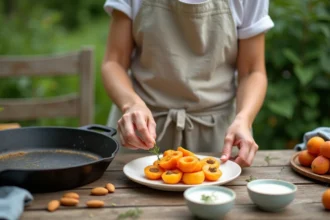 Abricots rôtis à la plancha dans des verrines estivales