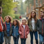 Groupe d enfants et parents lors d une activité en plein air