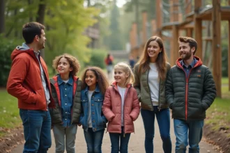 Groupe d enfants et parents lors d une activité en plein air