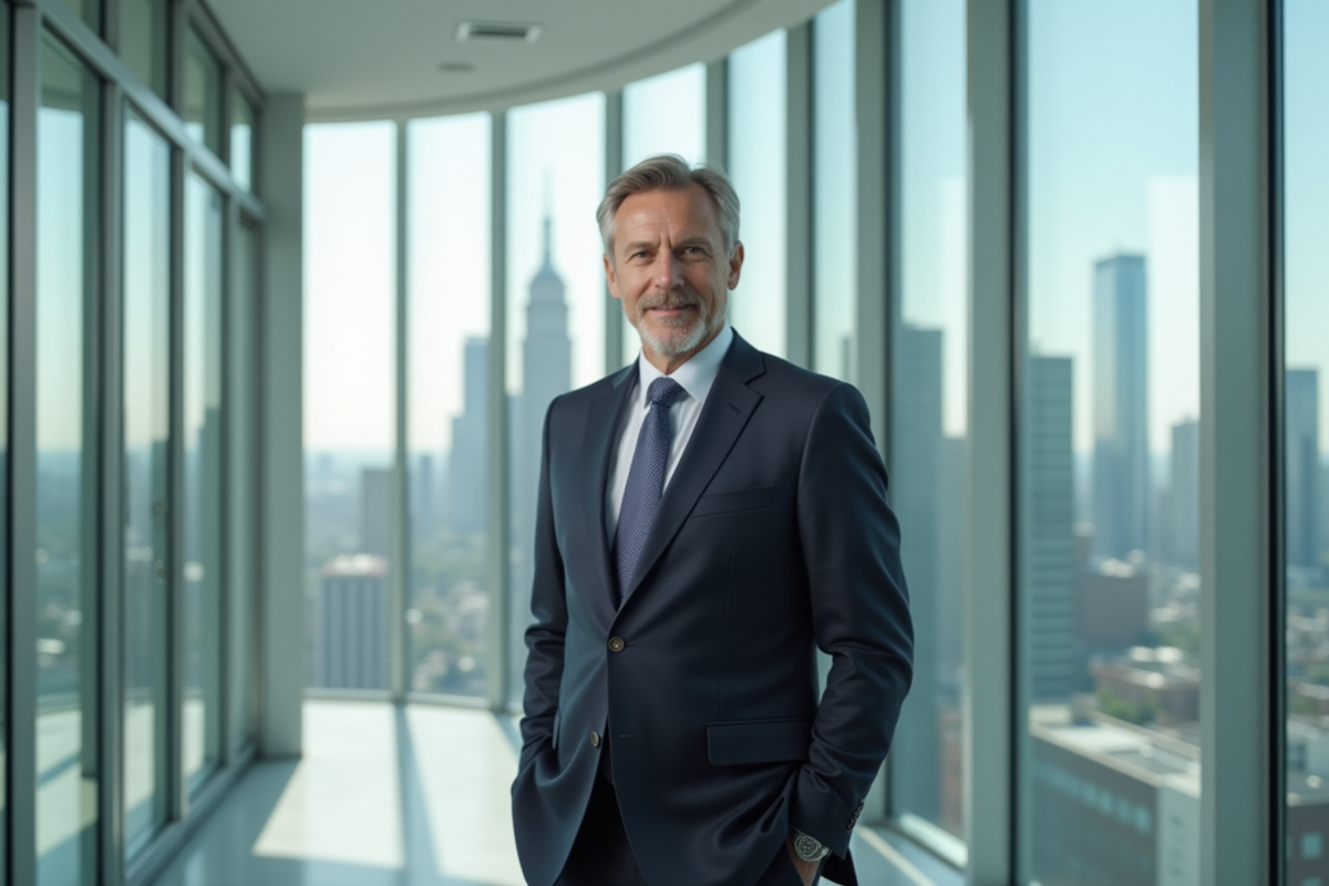 Homme d'affaires confiant dans un bureau moderne en ville
