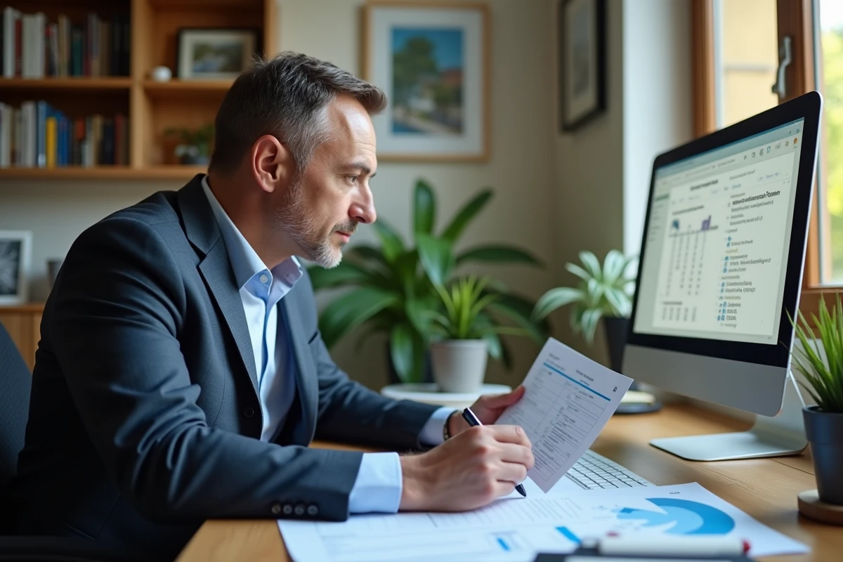 Homme examine des tableaux d