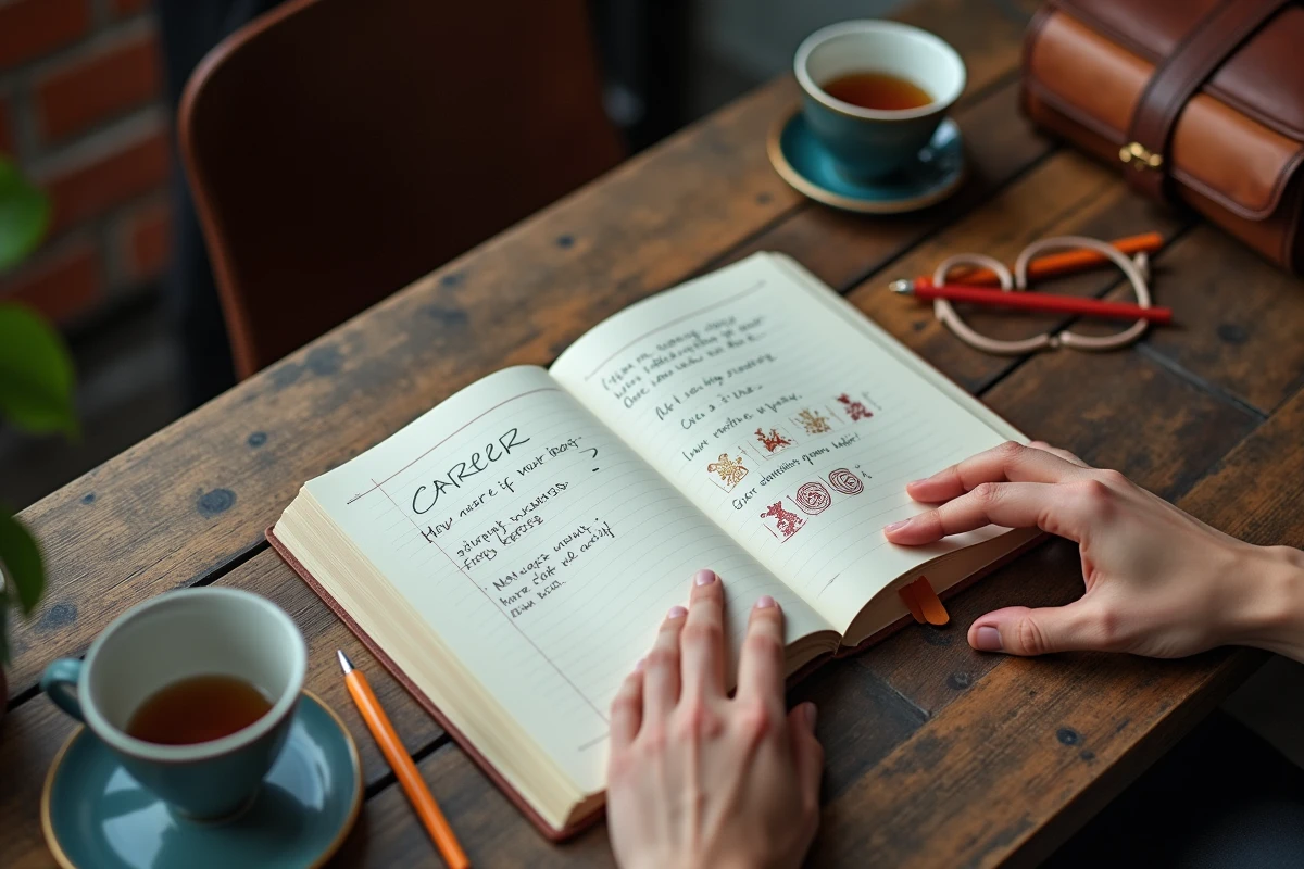 Mains prenant des notes sur la carrière et le signe astrologique chinois du Coq pour les personnes nées en 1993