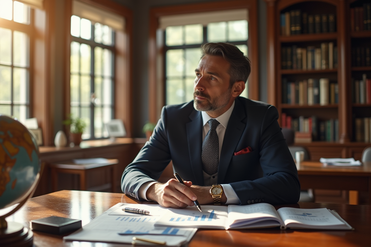 Personne élégante assise dans un bureau moderne luxe