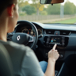 Personne insérant le code radio dans une Renault lumineuse