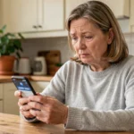 Femme utilisant un smartphone pour effectuer une recherche dans un annuaire téléphonique inversé
